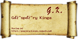 Gáspáry Kinga névjegykártya